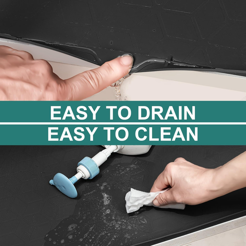 Under Sink Mat, 28"x22" Waterproof Tray for Cabinet, Holds 3 Gal