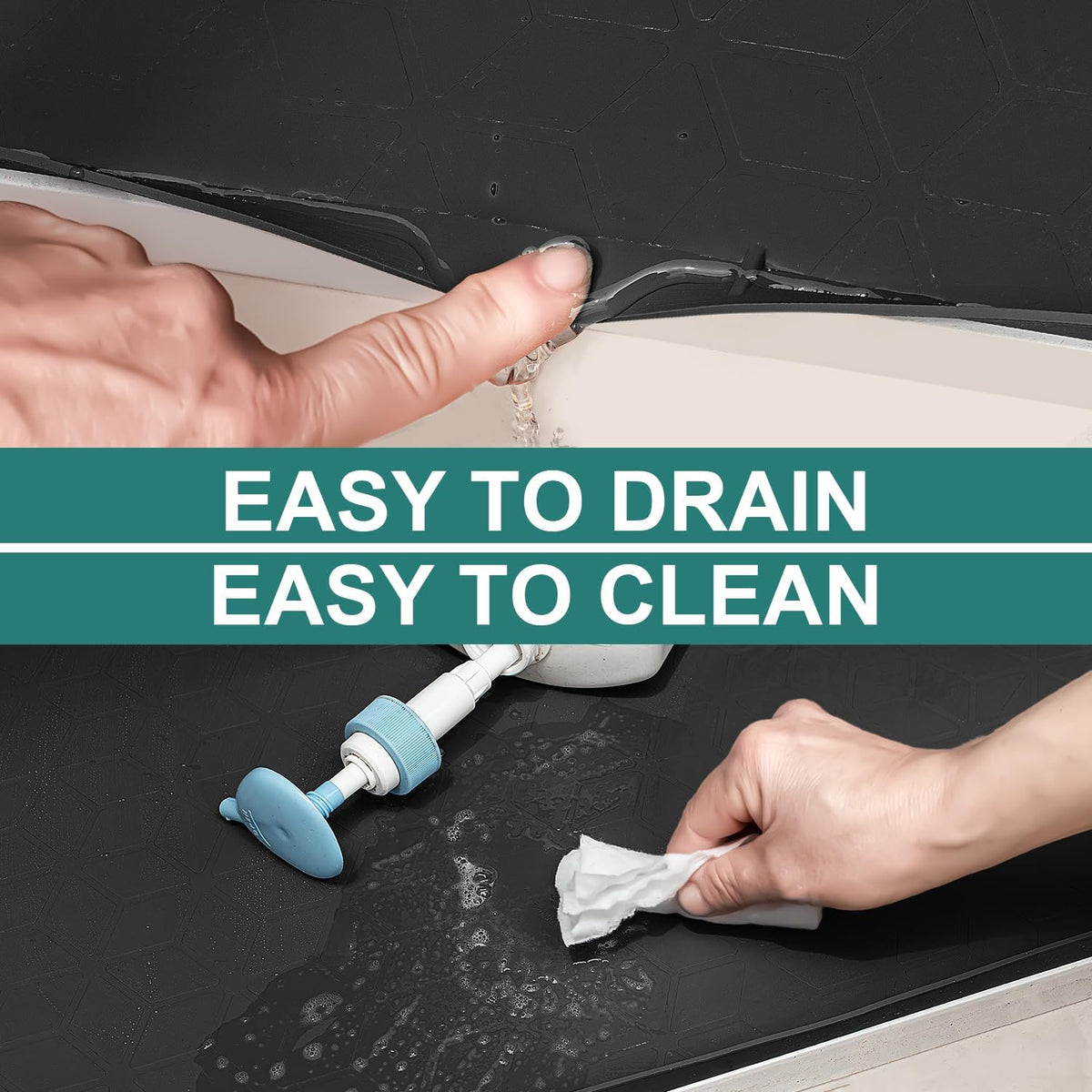 Under Sink Mat, 28"x22" Waterproof Tray for Cabinet, Holds 3 Gal