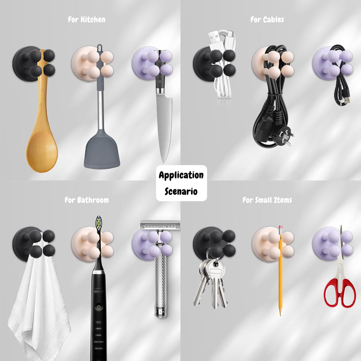4 Pcs Silicone Waterproof Self Adhesive Toothbrush Holder,Black