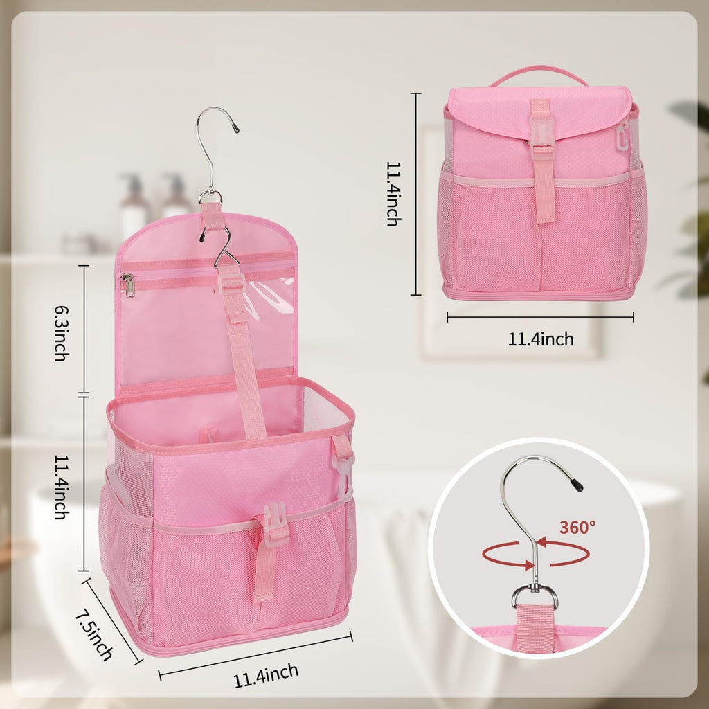Hanging Mesh Shower Caddy Portable for College Dorm Room Essentials Pink