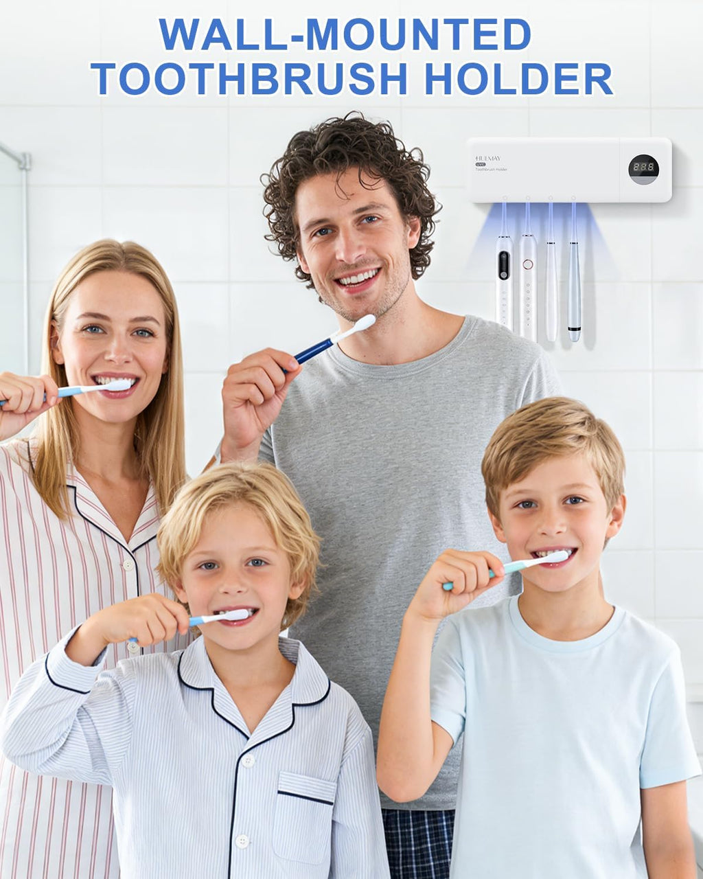 UV Toothbrush Sanitizer with Holder 4 Slots, White