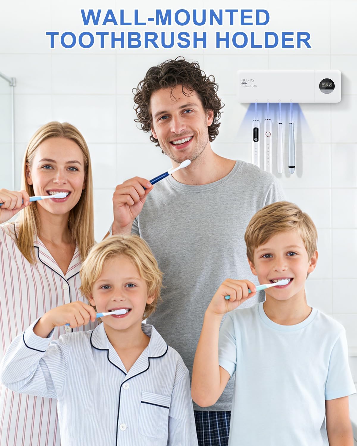 UV Toothbrush Sanitizer with Holder 4 Slots, White