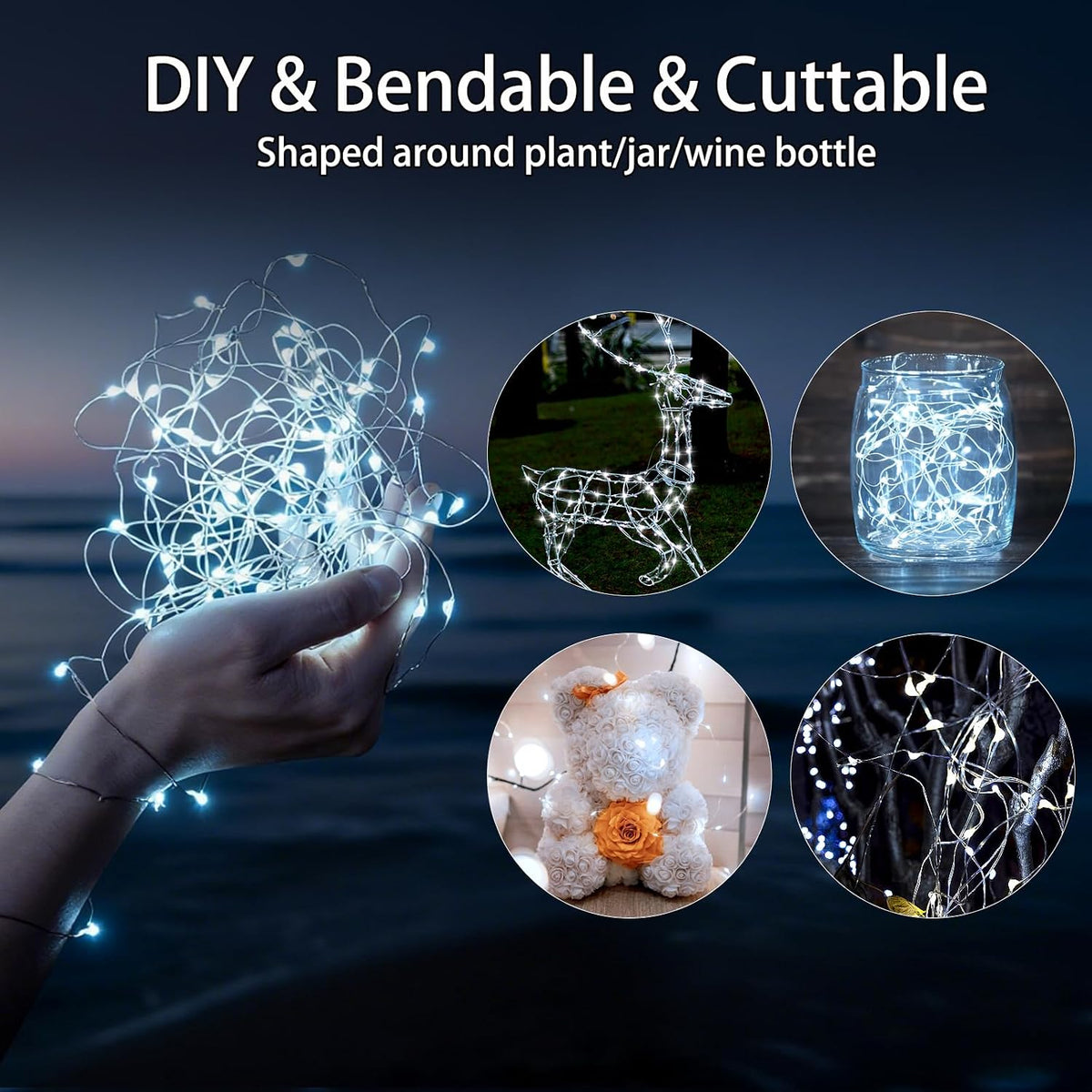 VOOKRY 12 Pack Fairy Lights Battery Operated, 10 ft 30 LEDs String Lights