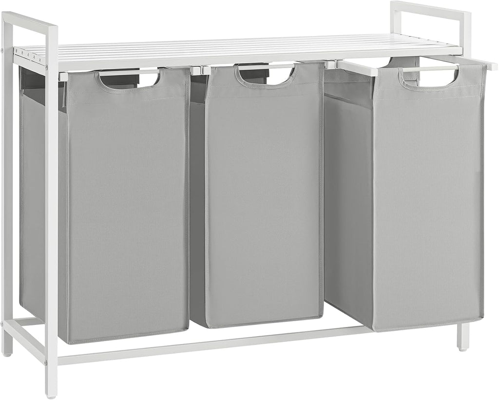 VASAGLE Laundry Basket, Shelf, Metal Frame, 120 L, 87.7 x 33 x 72 cm