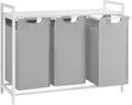 VASAGLE Laundry Basket, Shelf, Metal Frame, 120 L, 87.7 x 33 x 72 cm