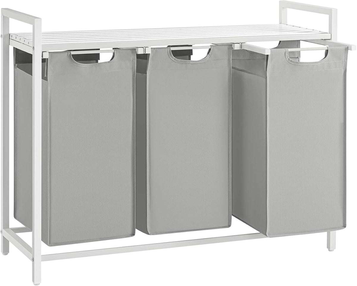 VASAGLE Laundry Basket, Shelf, Metal Frame, 120 L, 87.7 x 33 x 72 cm