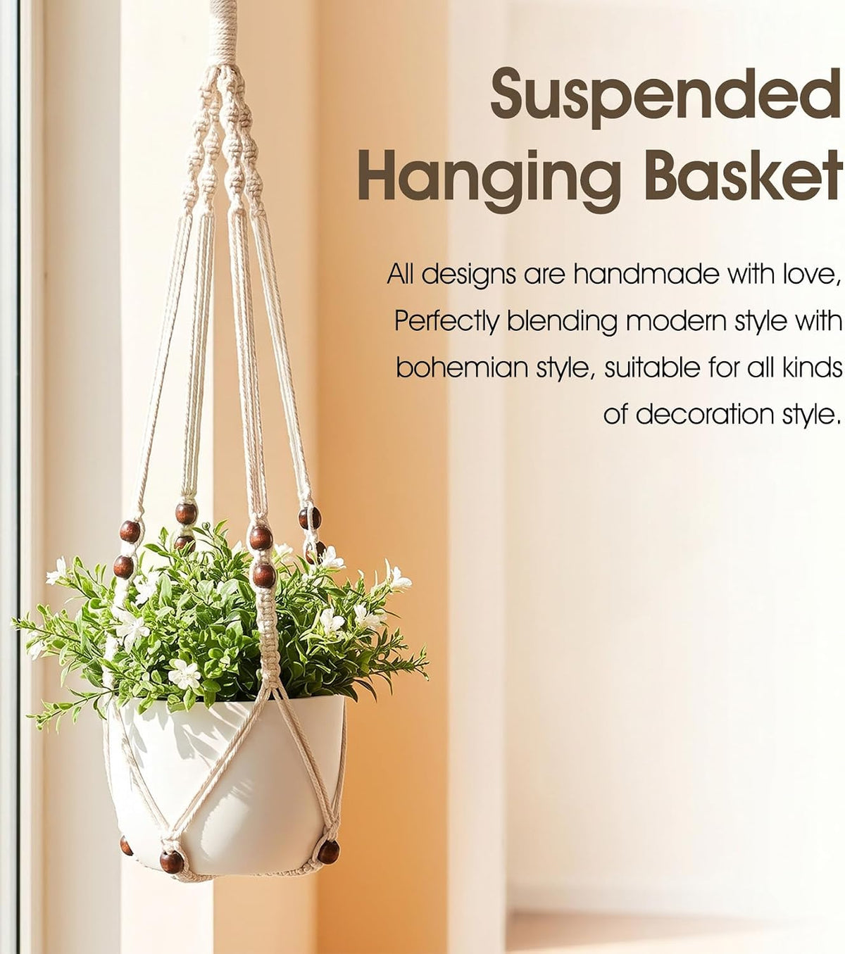 Macrame Plant Hangers Indoor, Macrame Plant Hanger Large Weather Resistant