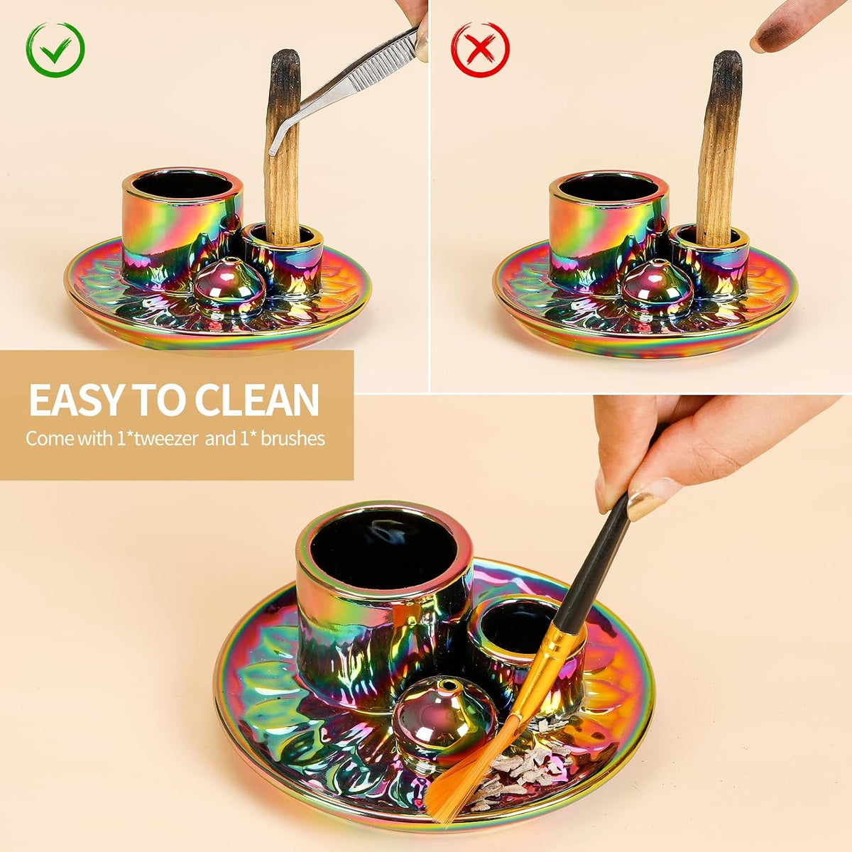 Ceramic Palo Santo and Sage Incense Holder, Colorful