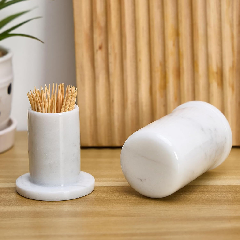 Marble Toothpick Holder with Lid, Countertop Organizer