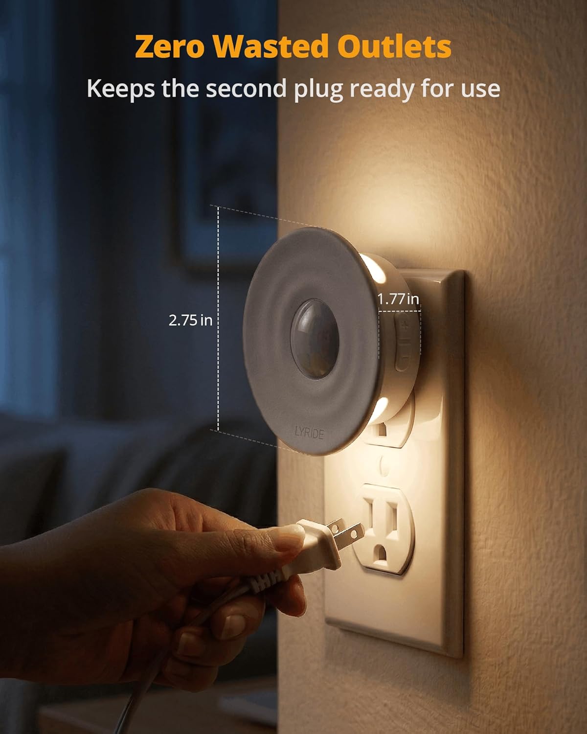 Lyridz Plug-in LED Night Light with Motion & Dusk-to-Dawn Sensor, 2-Pack