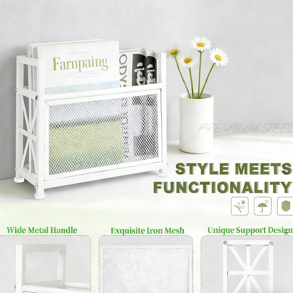 White Magazine Holder, Magazine File Holder