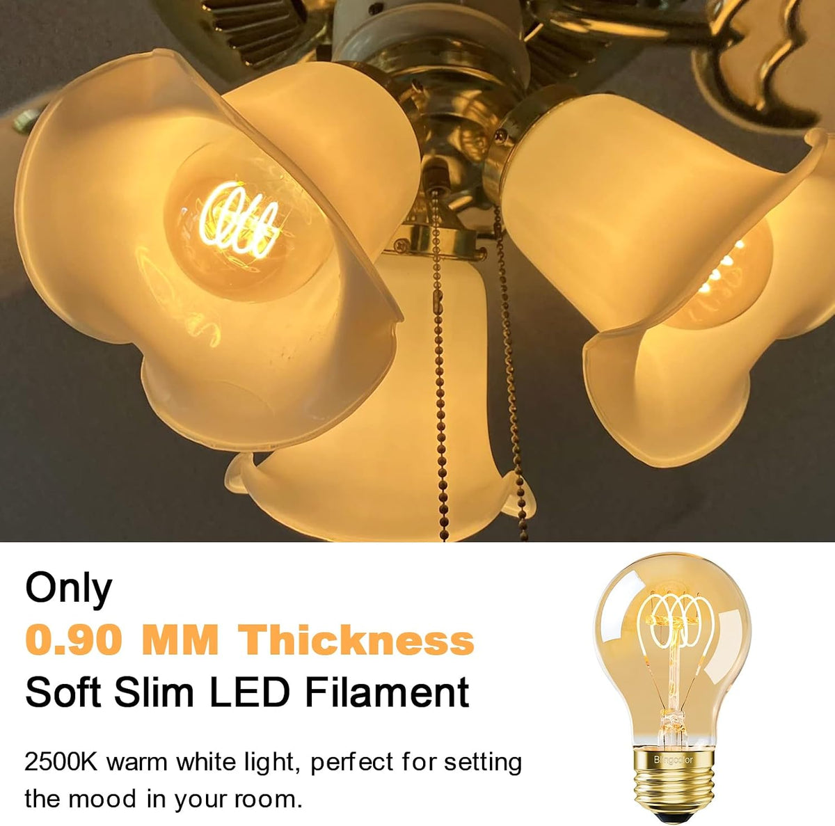 Dimmable E26 4W LED A19 Vintage Edison Decorative Light Bulbs 40 Watt 2500K