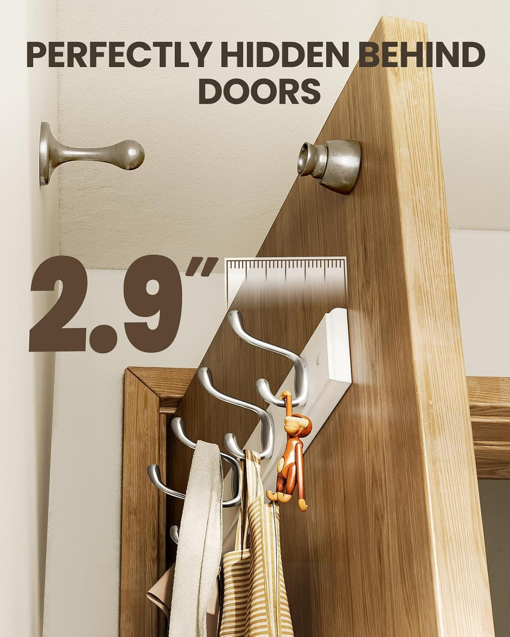 Amada Coat Rack Wall Mount 2 Pack, Coat Hangers with 8 Hooks, White