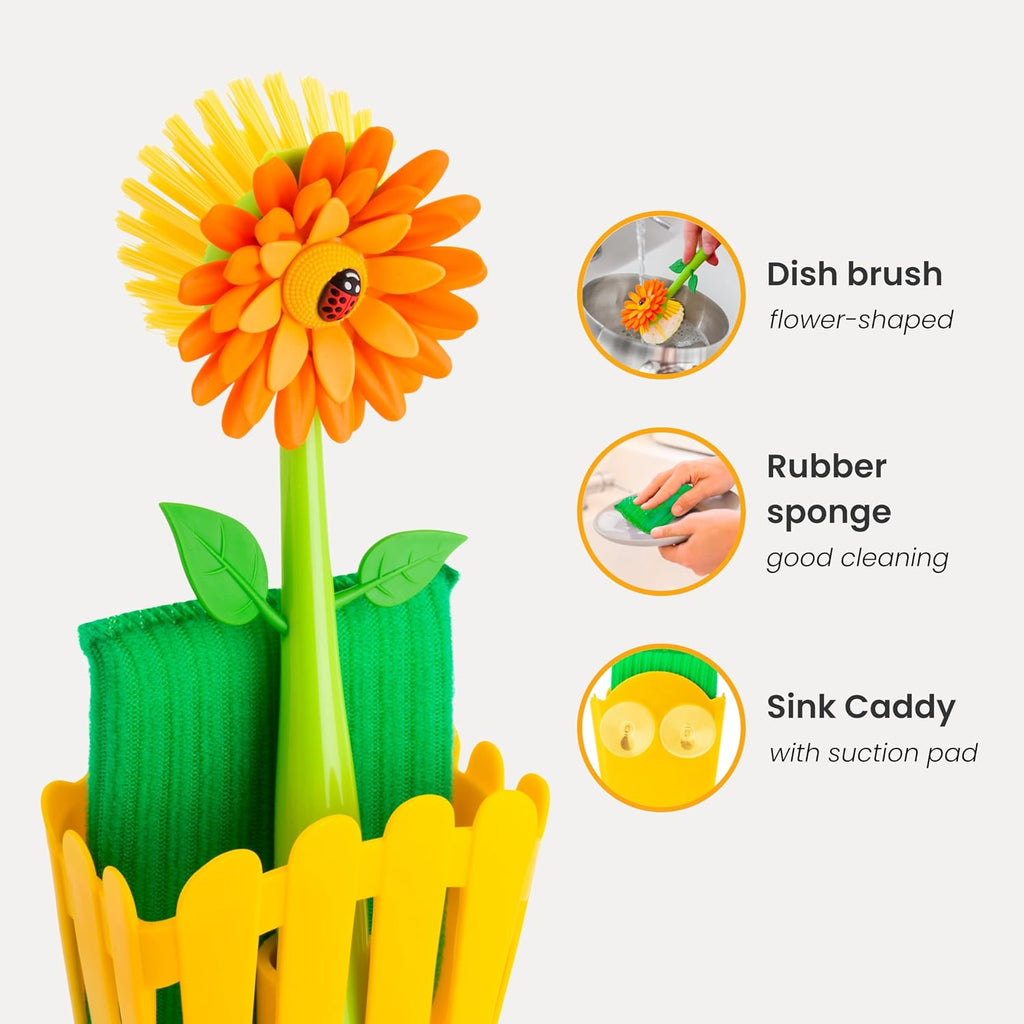 Vigar Flower Power Kitchen Sink Caddy Organizer Set - Orange