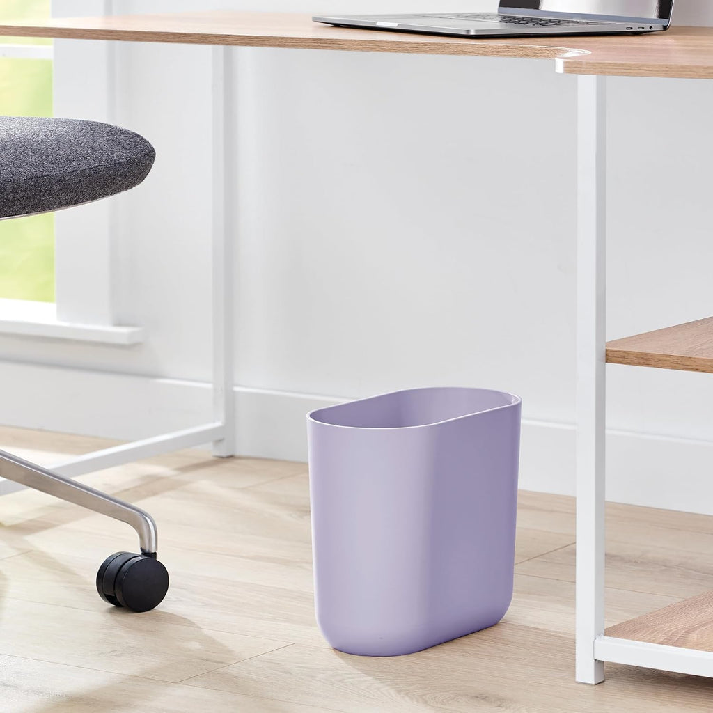 iDesign Small Slim Plastic Bathroom Trash Can, Purple, 10.56" x 5.5" x 9.77" high (Pack of 2)