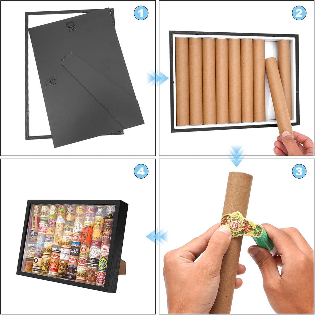 Premium Shadow Box Frame for Collectible Bands & Label Rings – 12.4" Cigar Band Display Case – Sophisticated Memory Wall Art & Tabletop Decor Gift for Men, Dad, Enthusiasts