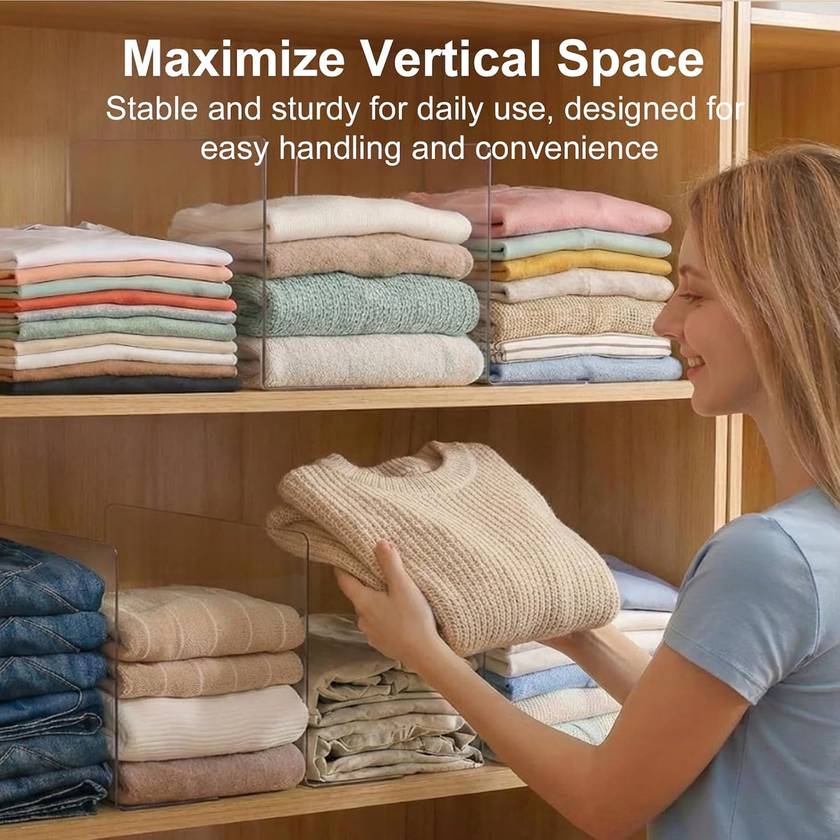SortNStore Shelf Dividers Closet Organization: 10" Tall x 16" Deep (Deeper)