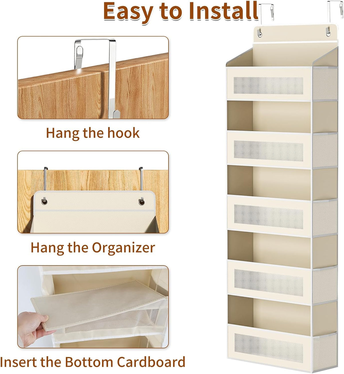 AQOOA 5-Tier Over The Door Organizer 44 lbs Capacity fit Standard Doors