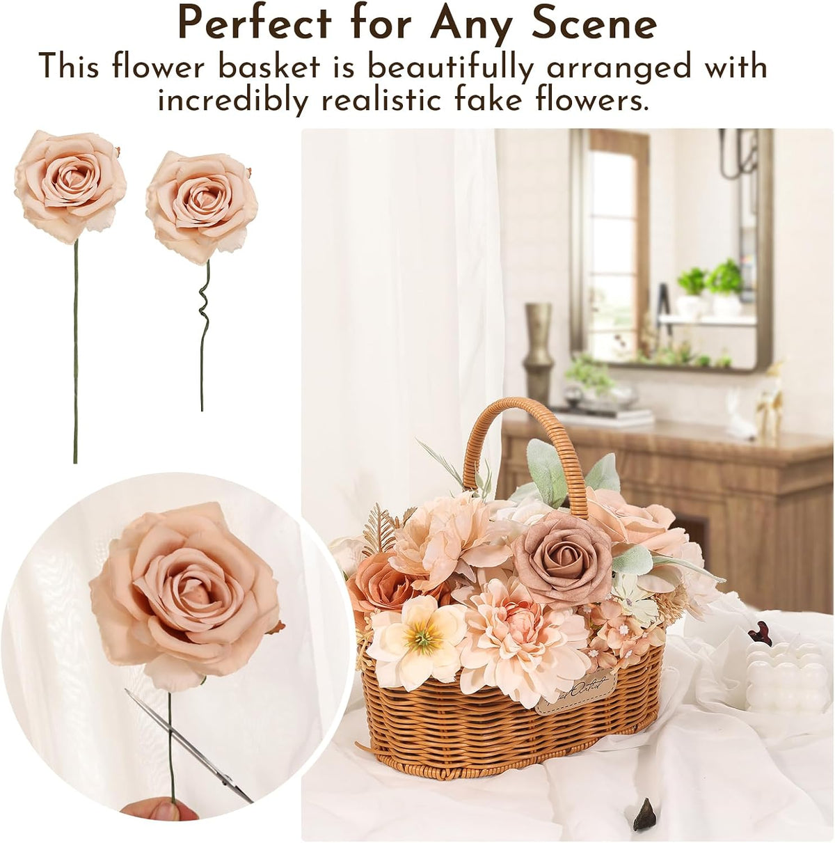 26PCS Artificial Flowers, Fake Roses Box Combo Set for Home Decor