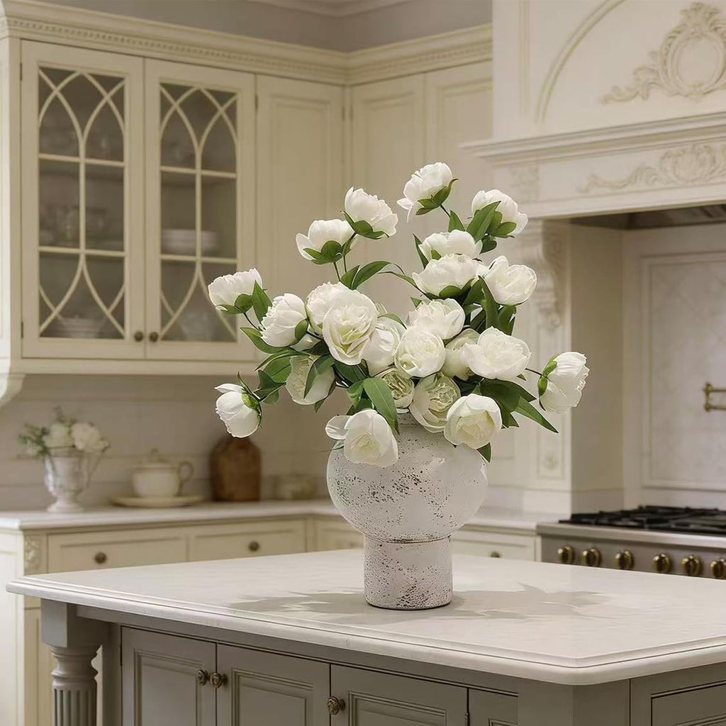 Artificial Flowers for Vase, 5 Stems Faux Peony Silk, 20 Blooms