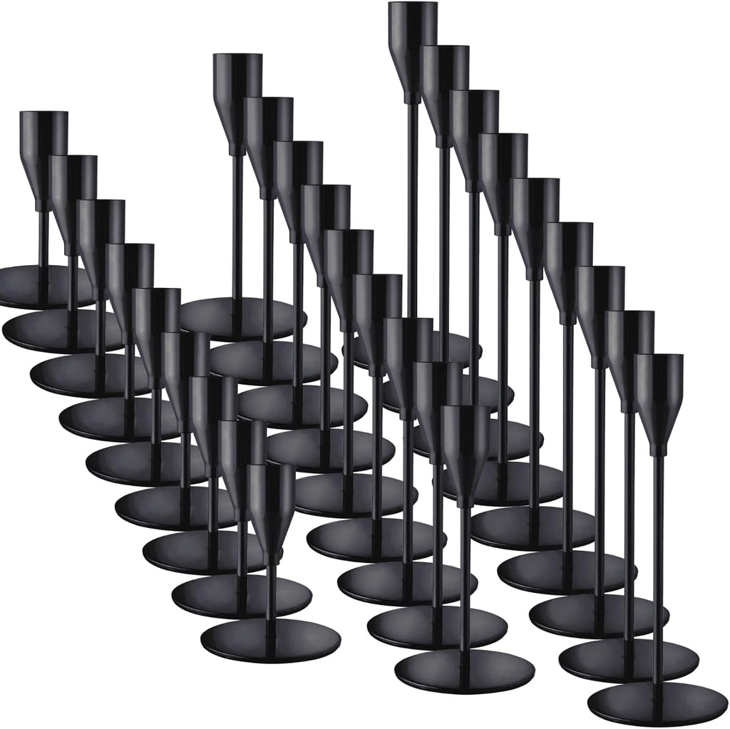 Black Candlestick Holders, Metal Taper Candle Holders,Bulk Set of 27