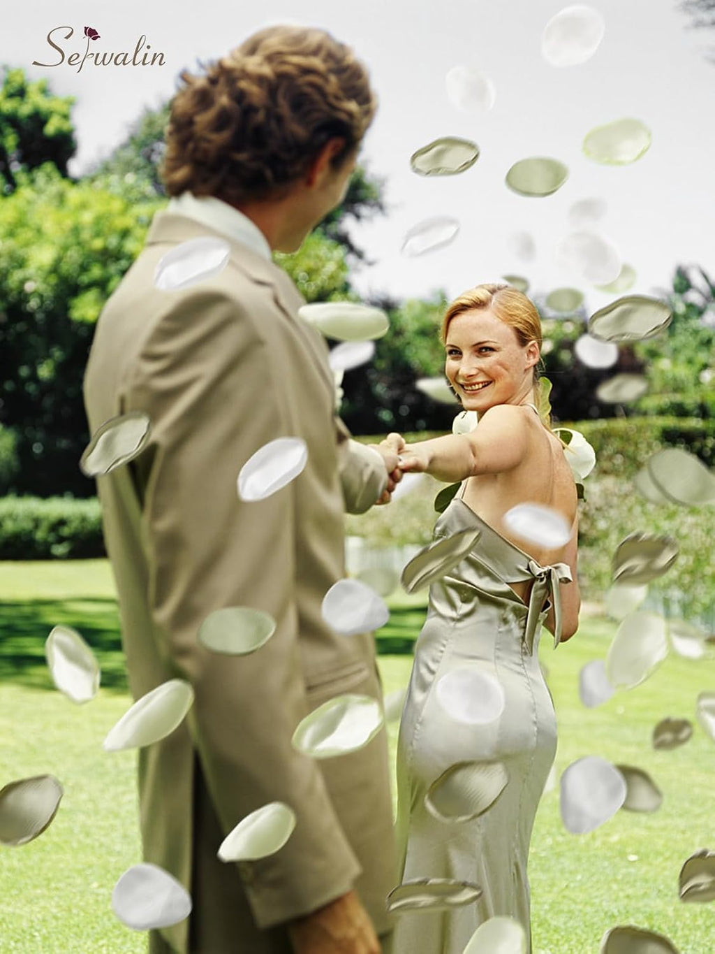 Serwalin 300pcs Silk Rose Petals Sage Green Flower Petals for Wedding Decor