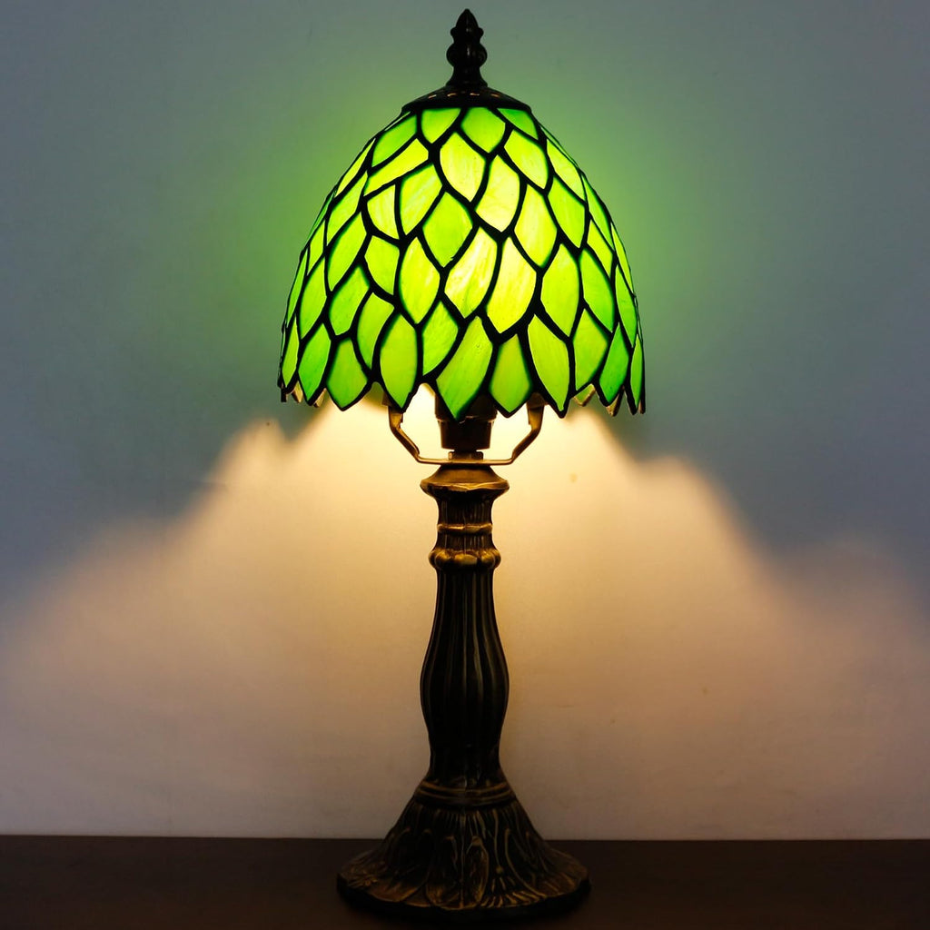 Small Tiffany Lamp Mini Accent Table Lamp Green Wisteria Leaves Style