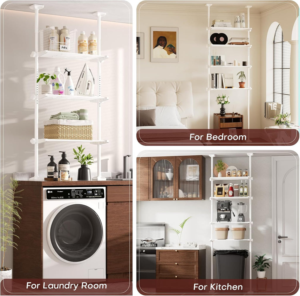 Goovilla Over The Toilet Storage Shelf, 64-124inch(H) 15-27inch(W), White