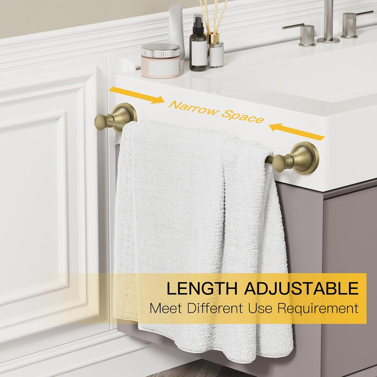 BESy Towel Racks for Bathroom Wall Mounted Bath Towel Bar Antique Brass