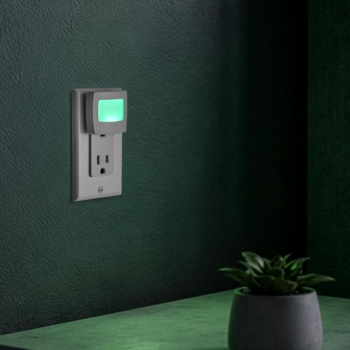 Maxxima Mini Green Always On LED Night Light, 4 Pack