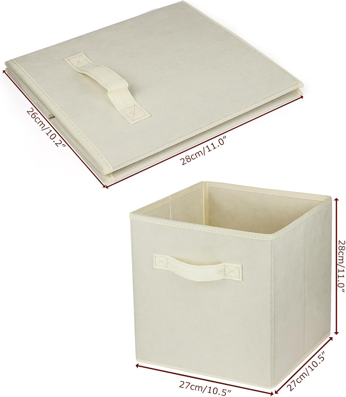 2 Pcs Storage Cubes, 10.5 Inch Collapsible Storage Bins, Fabric Foldable Bins for Organization, Durable Storage Bins for Closet, Shelves, Offices (Beige)