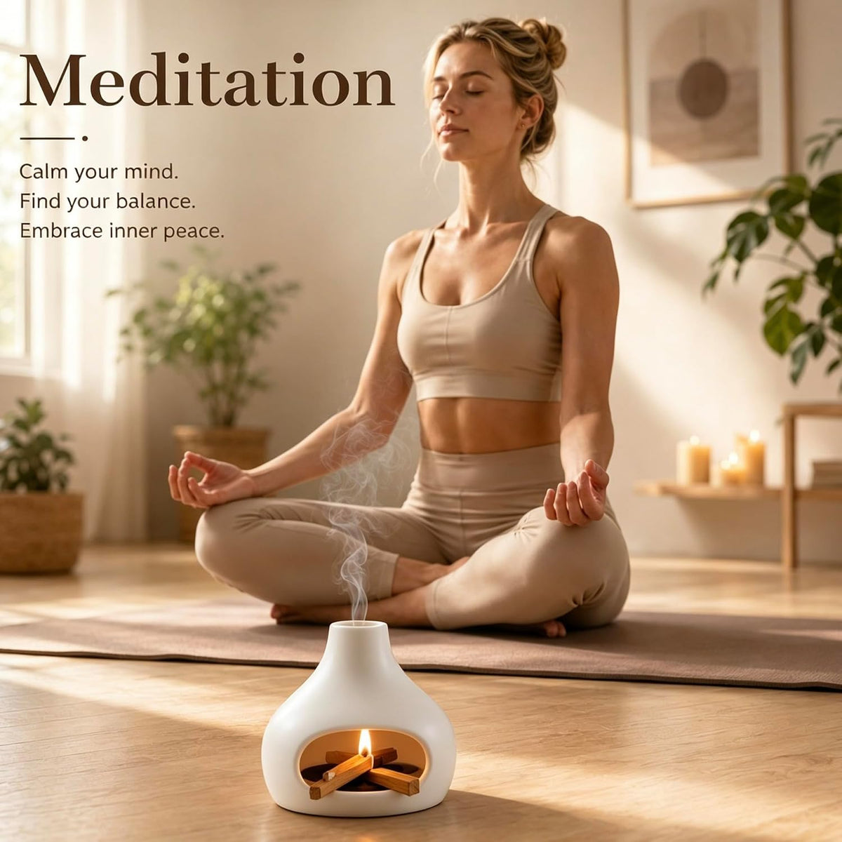 Palo Santo Holder Ceramic Incense Burner Wind-Resistant Chimney