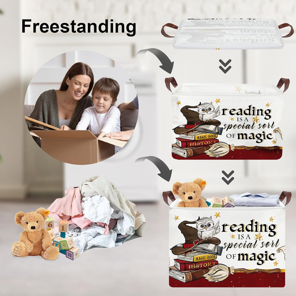 Clastyle Magic Nursery Decor Baby Gift Basket Kid Large Book Potter Basket