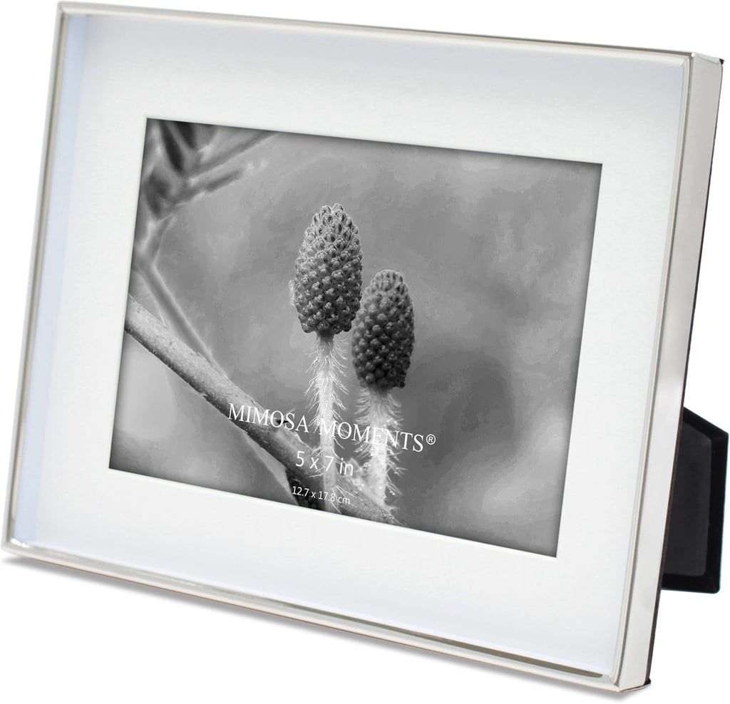 7x9 Silver Shadow Box Metal Picture Frame with 5x7 Photo Mat