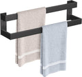 Double Towel Bar,Towel Holder for Bathroom Stainless Steel Towel Rack Wall-Mounted Bathroom Towel Bar 24-Inch Bathroom Hardware Accessories,Matte Black
