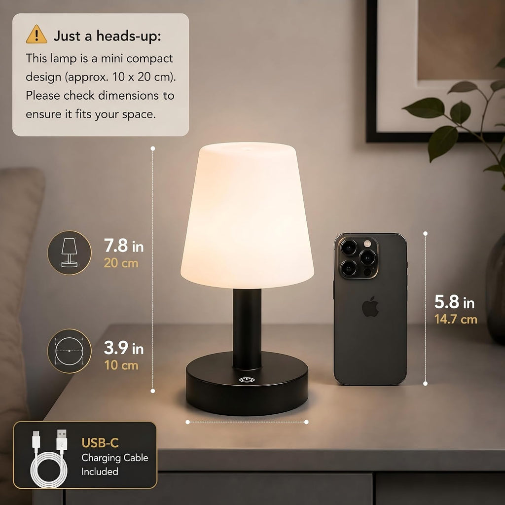NOVEINN Shower Lamp IP54 Waterproof, Cordless Table Lamp, Black 1 Pack