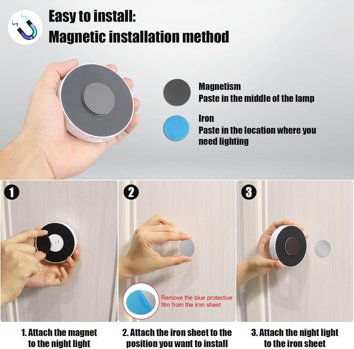3 PCS Upgraded Motion Sensor Light, 8 LEDs, Hallway Light(6000K Cold White)