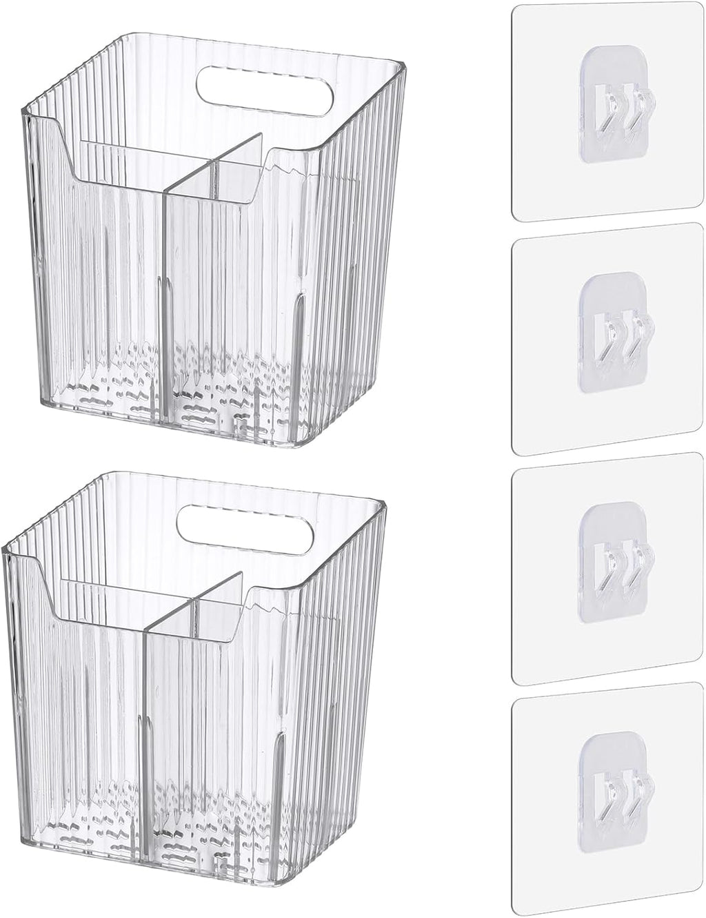 Lae Nuvole 2Pcs Storage Organizer Bins, Wall Shower Toothbrush Caddy, Clear