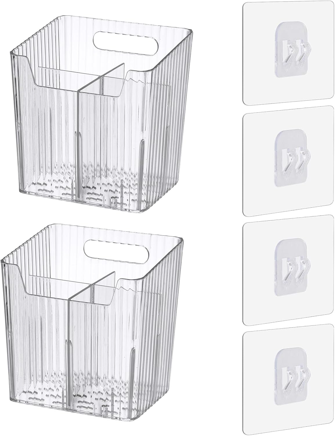Lae Nuvole 2Pcs Storage Organizer Bins, Wall Shower Toothbrush Caddy, Clear