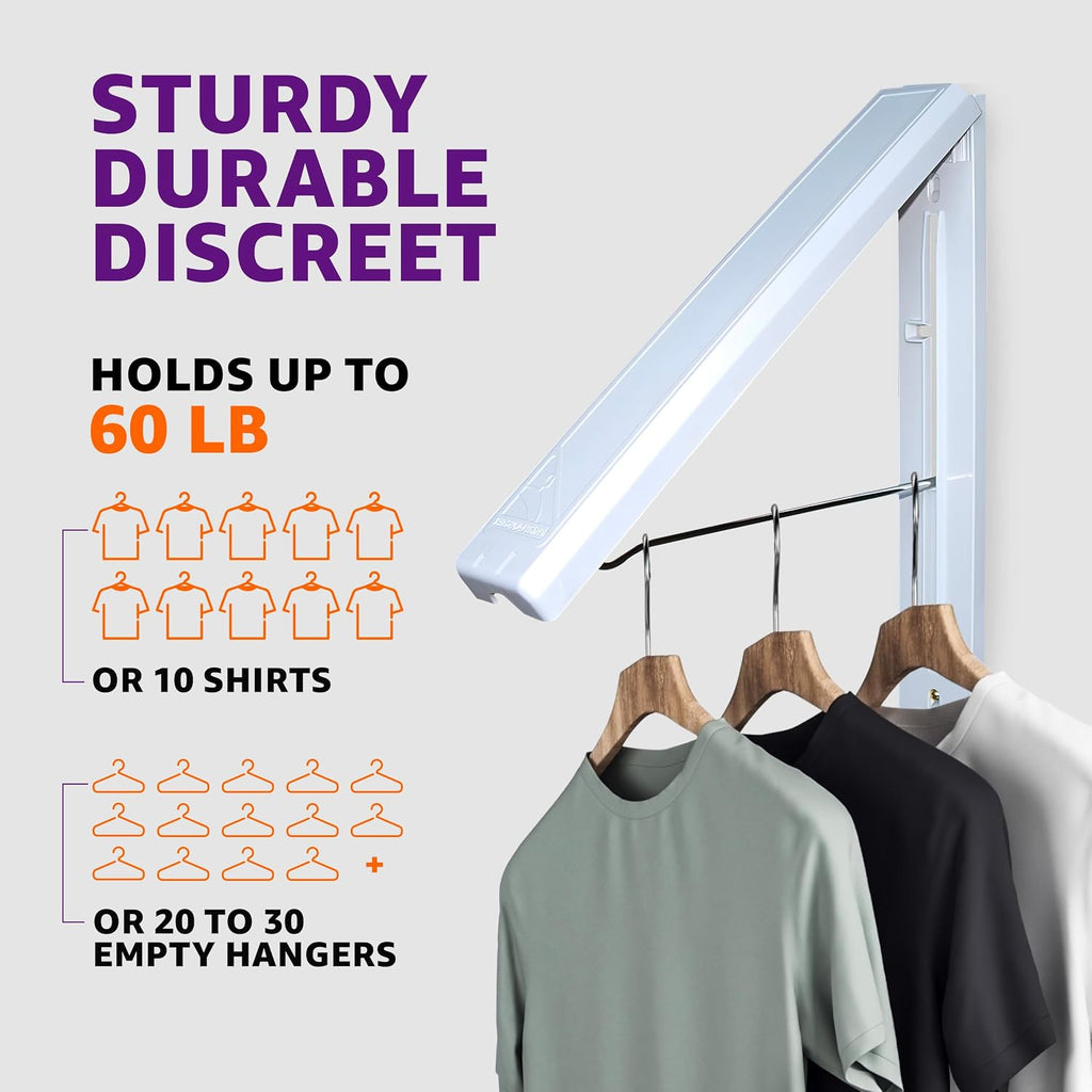 InstaHanger with Over-the-Door Bracket, Retractable Laundry Rack, 1 Pack