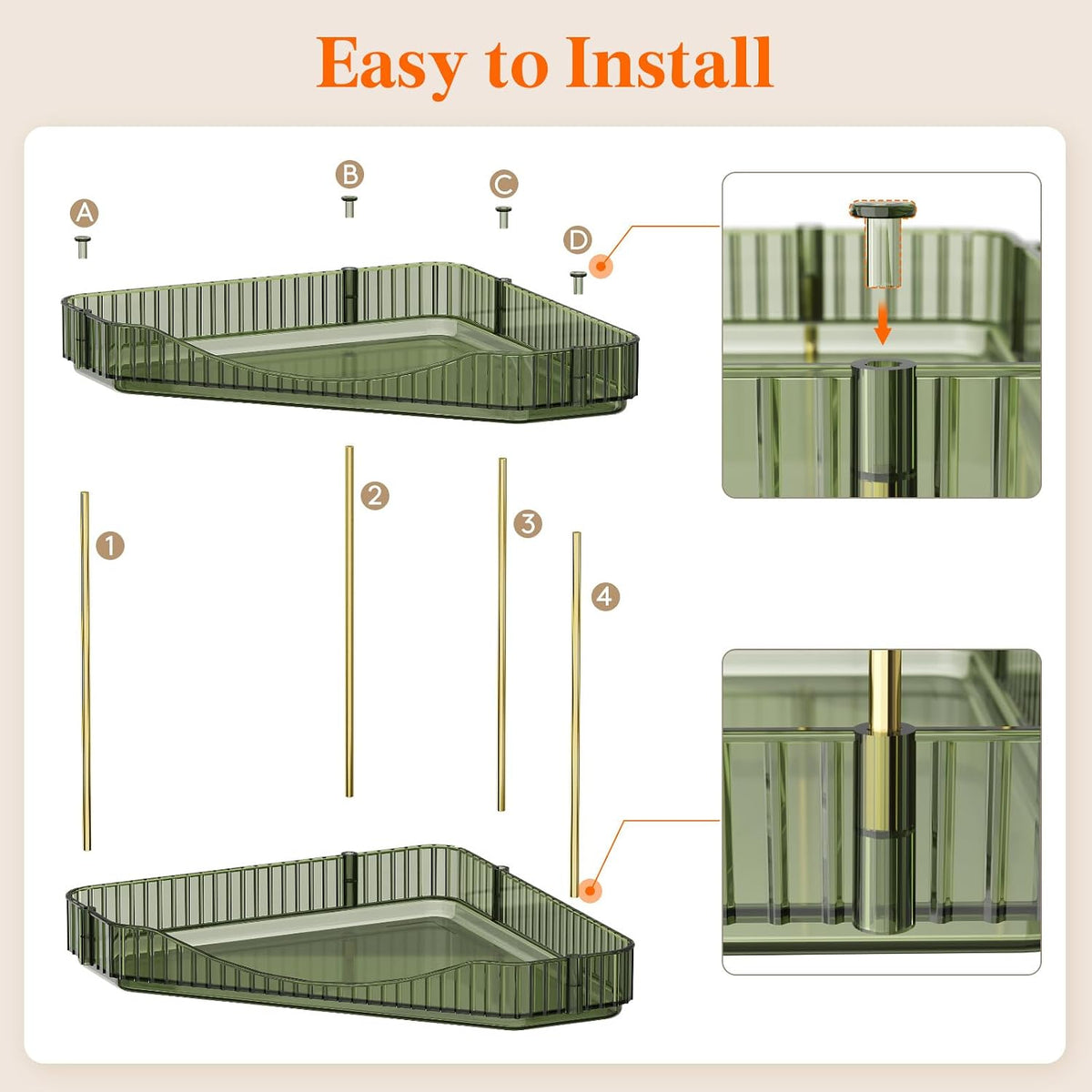 Lifewit 2 Tier Corner Bathroom Counter Organizers and Storage, Green