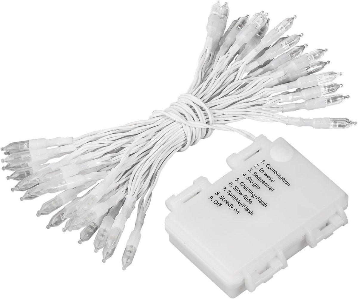 MAGOTAN Battery Operated String Lights Christmas Lights 16ft 50 LED String Lights Decorative White Wire for Indoor Outdoor Wedding Party Home Garden Waterproof Warm White