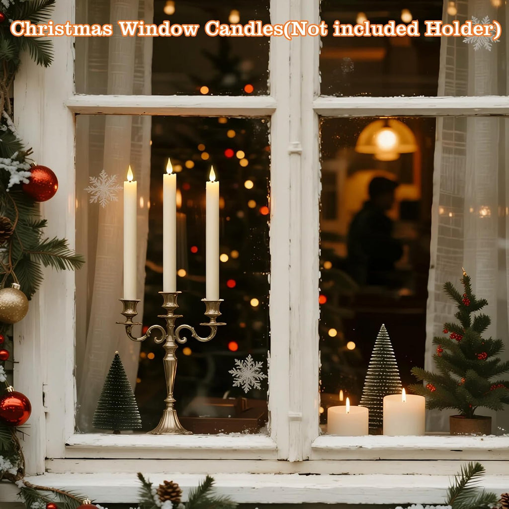 Rechargeable Flameless Taper Candles Flickering with 2 Remote Timer