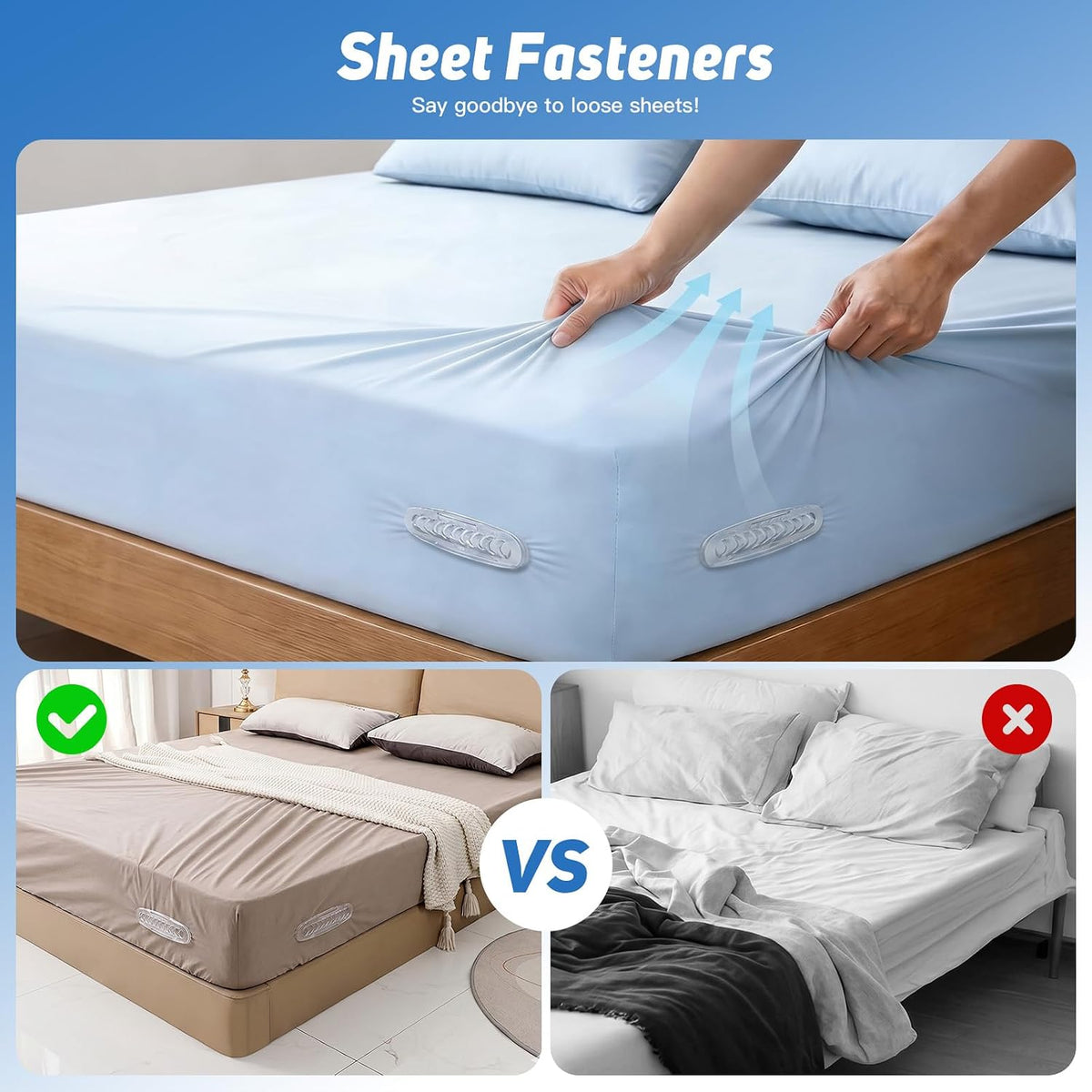 FACIACC 4Pcs Bed Sheet Holder for Corners, Upgrade Fitted Sheet Holder