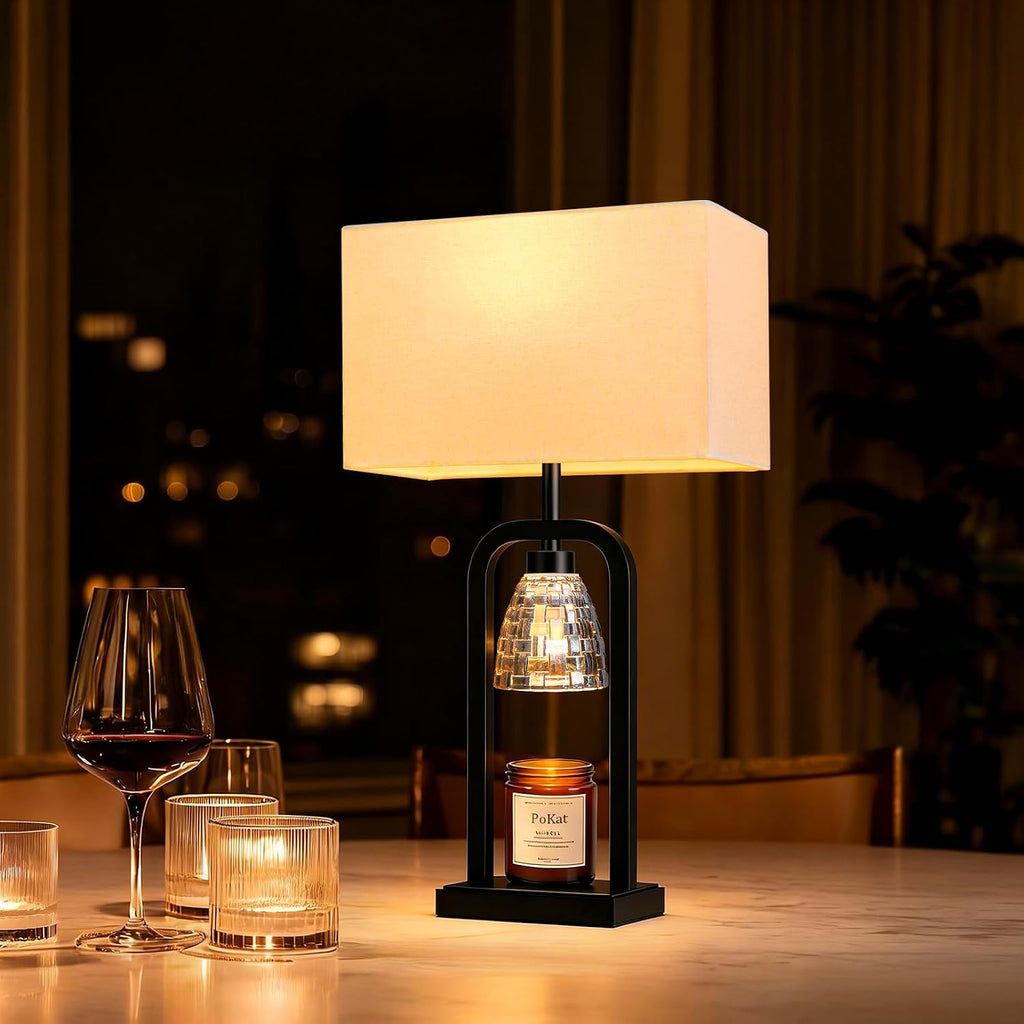 PoKat 21.5'' Matte Black Table Lamps Set of 2 with Candle Warmer & Gift Box