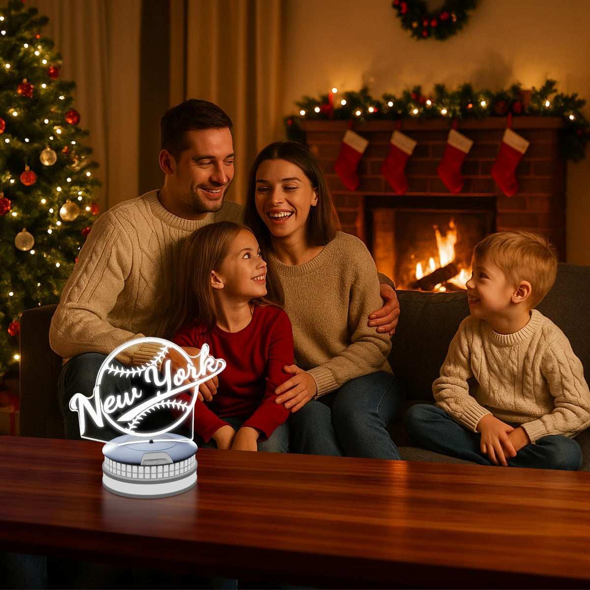 CLORURBANLIVE 3D Baseball New York Night Light 3D Illusion Lamp with Remote Control 16 Color Options Sports Decor Lighting for Fans - Multicoloured OneSize