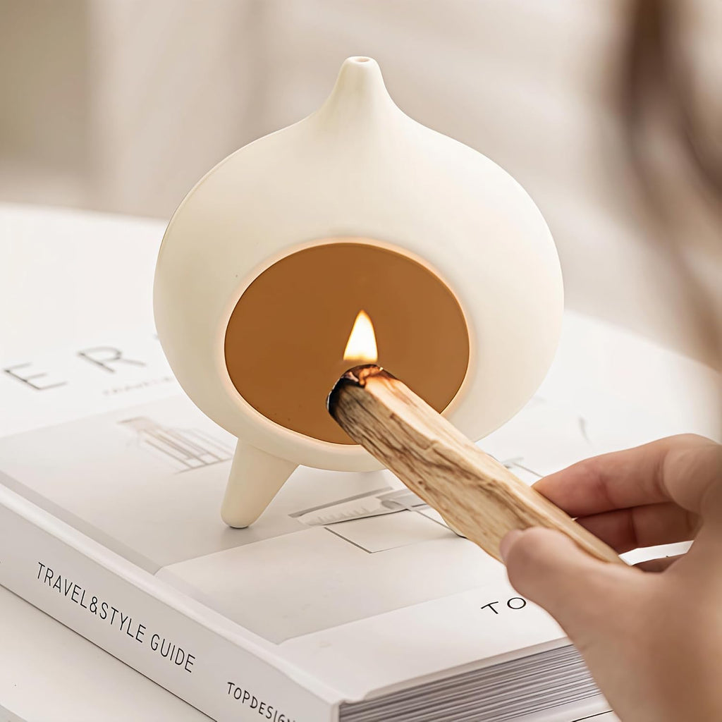 Ceramic Palo Santo Holder & Cone Incense Burner - Mini Chimney