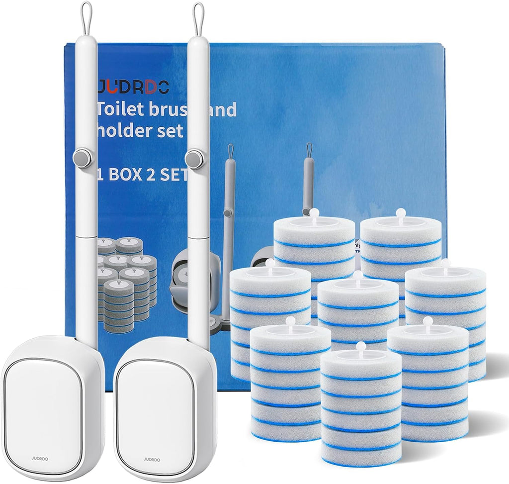 JUDRDO Disposable Toilet Brush Cleaning System (2 Brush+48 Refills)