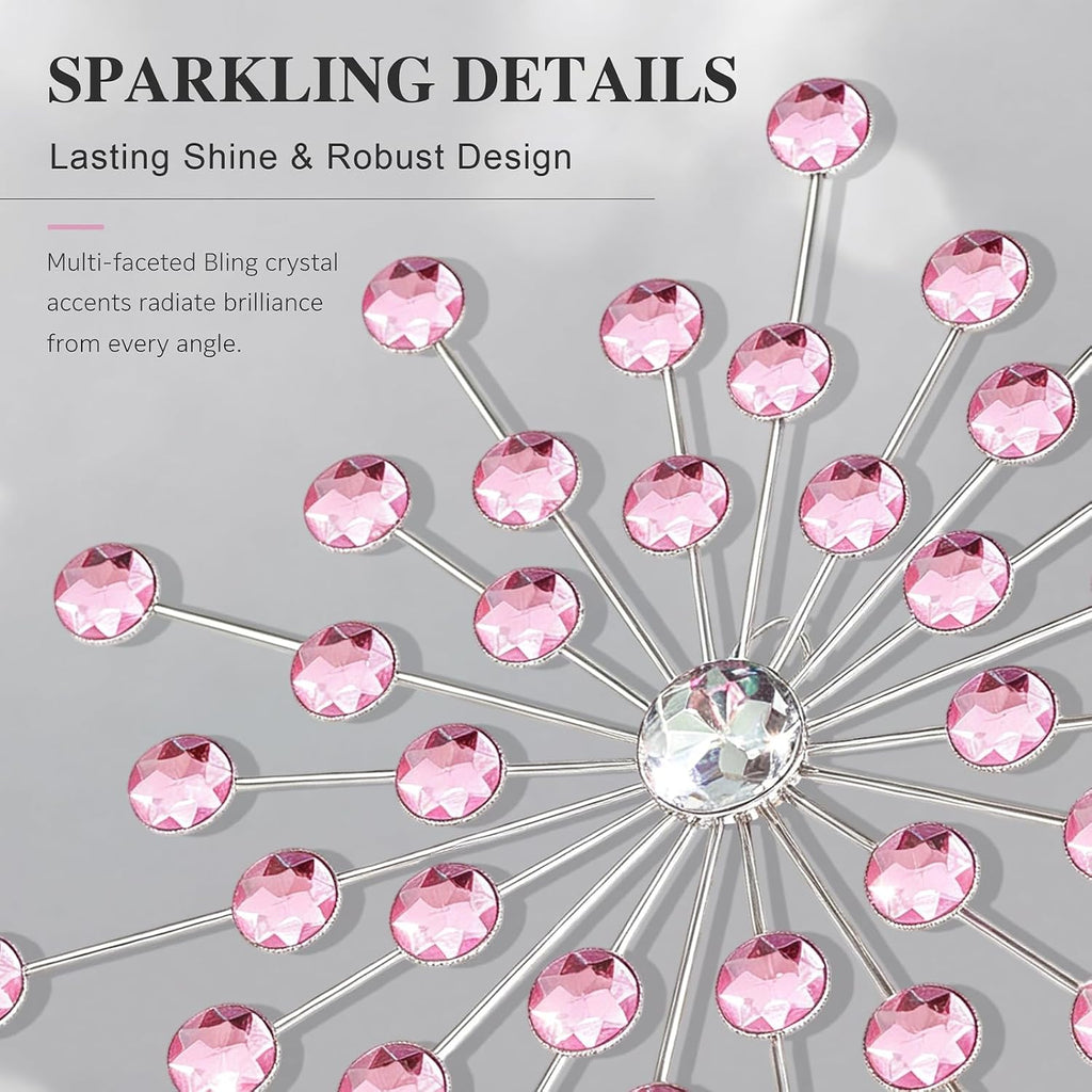 ZEXUIRU 4 Set Silver Starburst Wall Art for Home Decor Metal Bling Crystal Rhinestones Sunburst Wall Decor Sparkling Rhinestone Art Accent Silver - 13 in