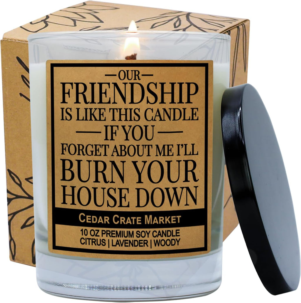 CEDAR CRATE MARKET Our Friendship is Like This Candle, Lavender Scented 100% Soy
